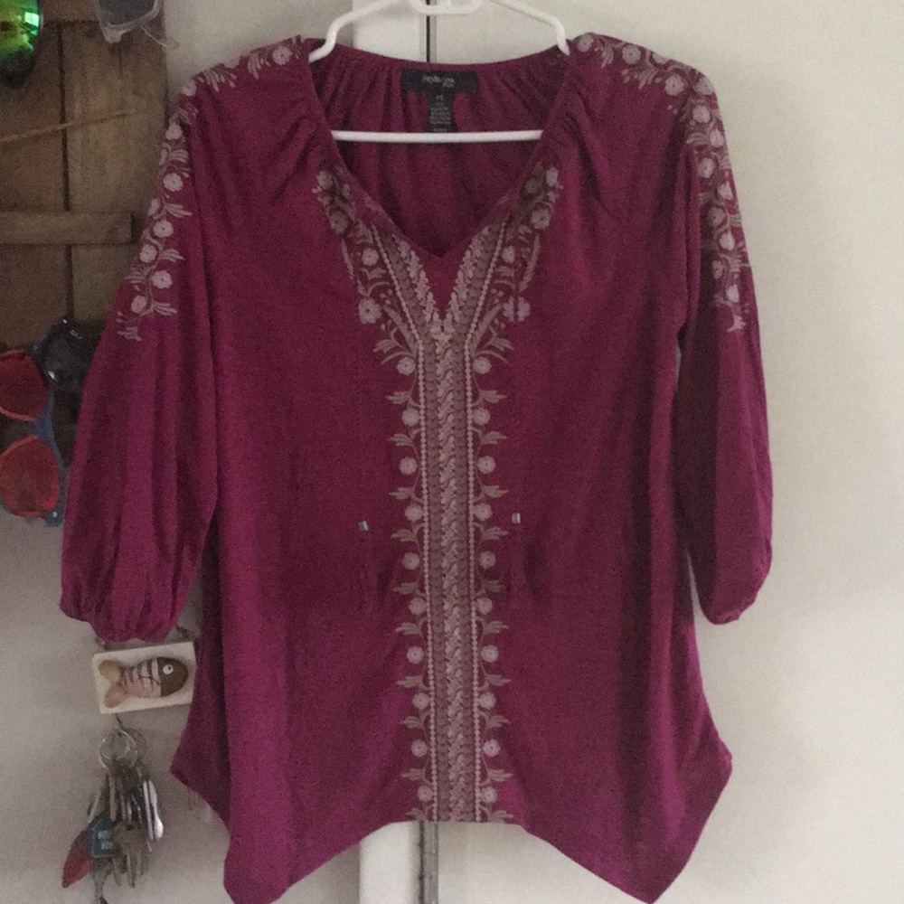 NWOT Maroon Boho Top